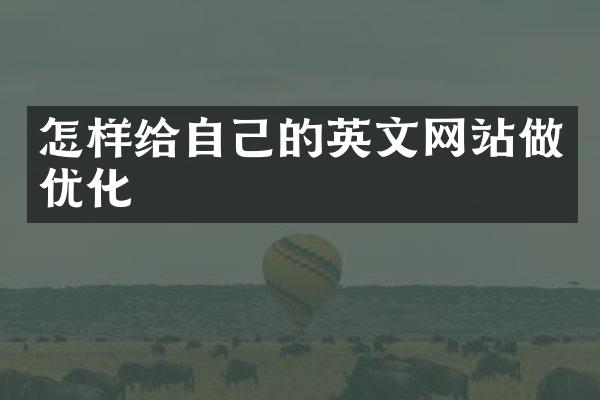 怎样给自己的英文网站做优化