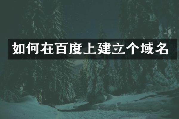 如何在百度上建立个域名