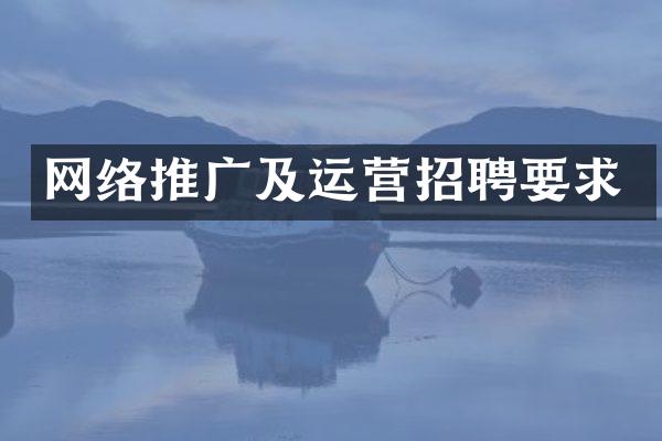 网络推广及运营招聘要求