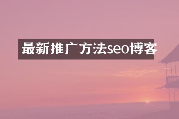 最新推广方法seo博客