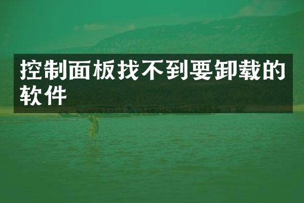 控制面板找不到要卸载的软件