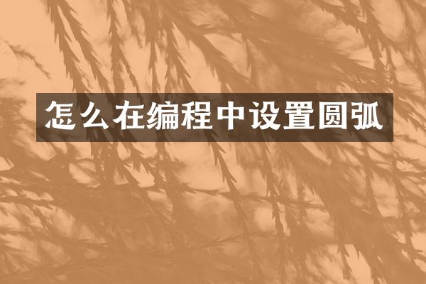 怎么在编程中设置圆弧