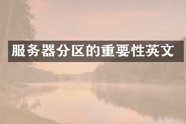 服务器分区的重要性英文