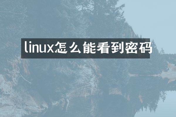 linux怎么能看到密码