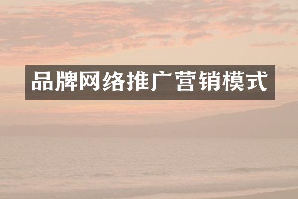 品牌网络推广营销模式