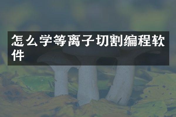怎么学等离子切割编程软件