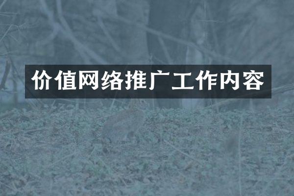 价值网络推广工作内容