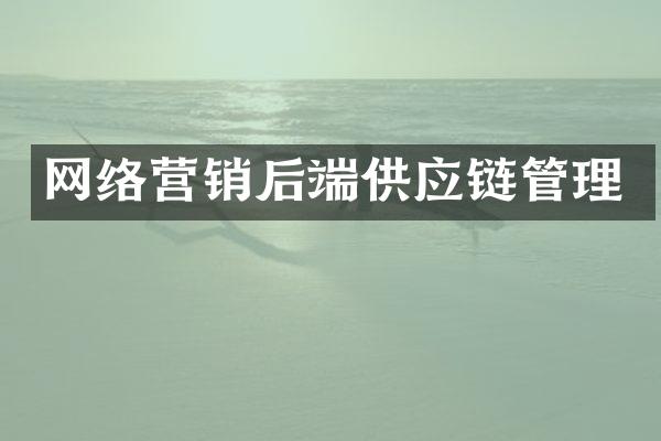 网络营销后端供应链管理