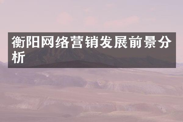 衡阳网络营销发展前景分析
