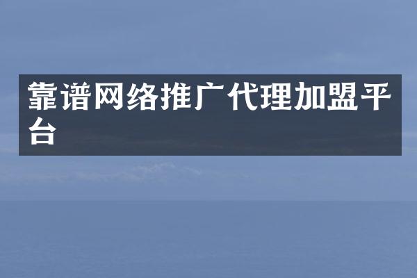 靠谱网络推广代理加盟平台
