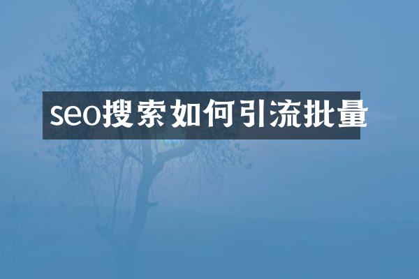 seo搜索如何引流批量