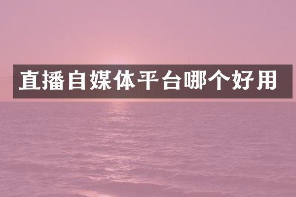 直播自媒体平台哪个好用