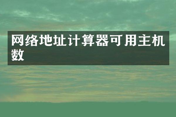 网络地址计算器可用主机数