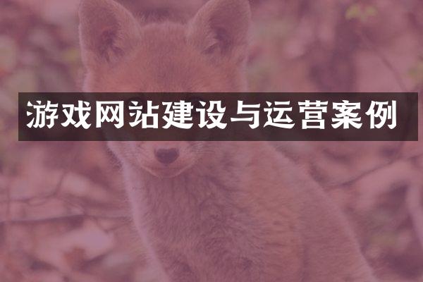 游戏网站建设与运营案例
