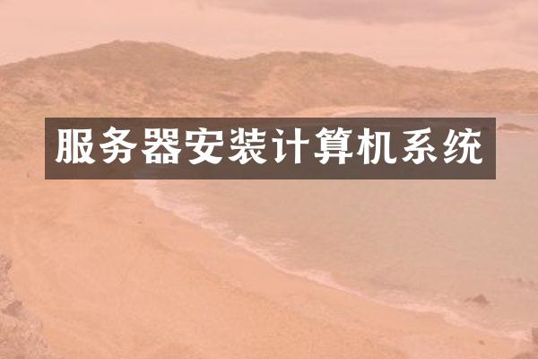 服务器安装计算机系统