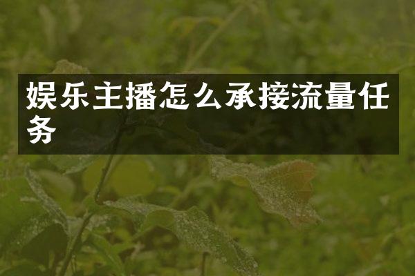 娱乐主播怎么承接流量任务