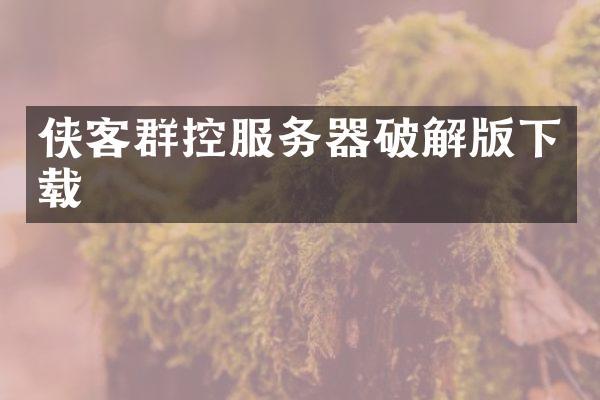 侠客群控服务器破解版下载