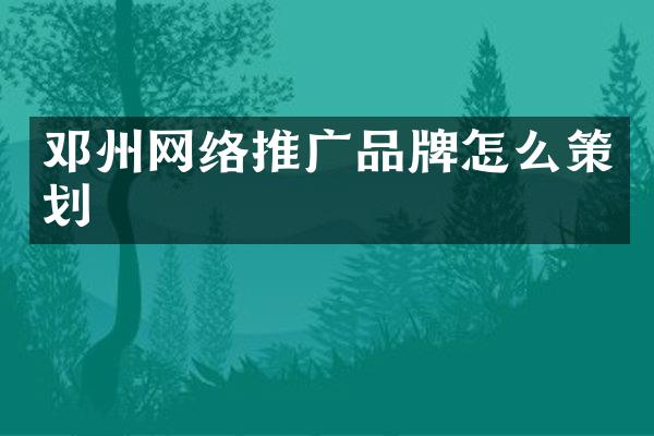 邓州网络推广品牌怎么策划