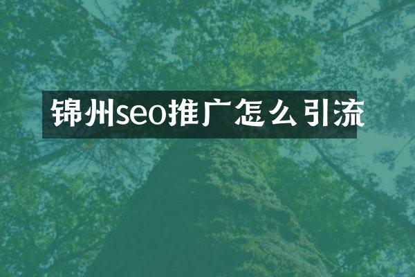 锦州seo推广怎么引流