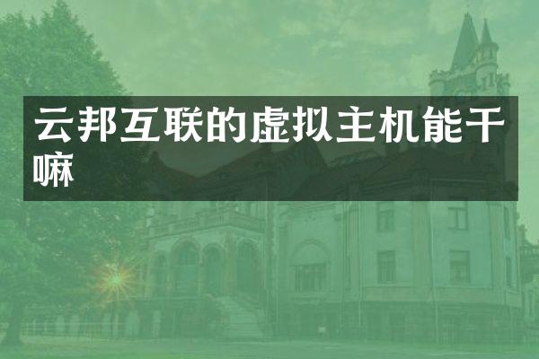 云邦互联的虚拟主机能干嘛