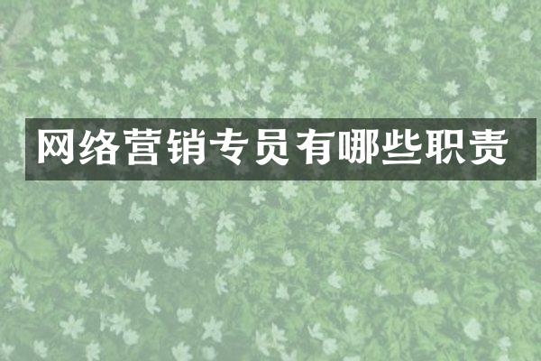 网络营销专员有哪些职责