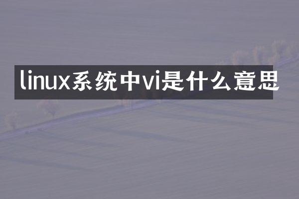 linux系统中vi是什么意思