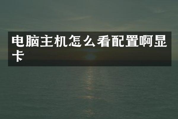 电脑主机怎么看配置啊显卡