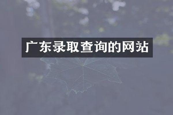 广东录取查询的网站