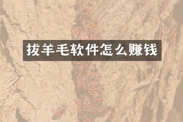 拔羊毛软件怎么赚钱