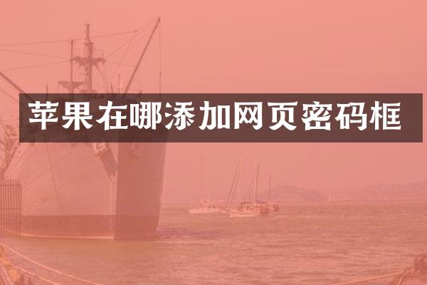 苹果在哪添加网页密码框