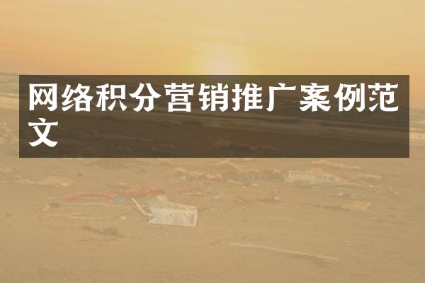 网络积分营销推广案例范文