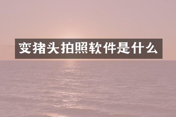 变猪头拍照软件是什么
