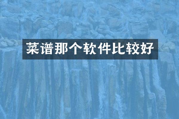 菜谱那个软件比较好