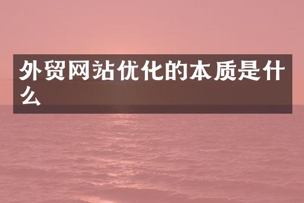 外贸网站优化的本质是什么