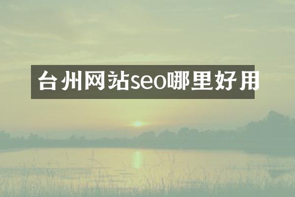台州网站seo哪里好用