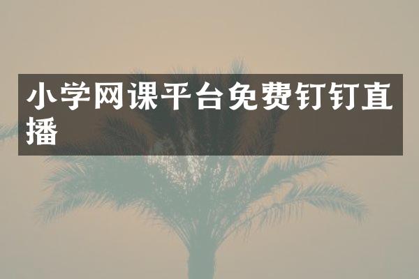 小学网课平台免费钉钉直播