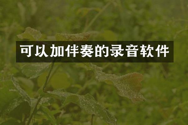 可以加伴奏的录音软件