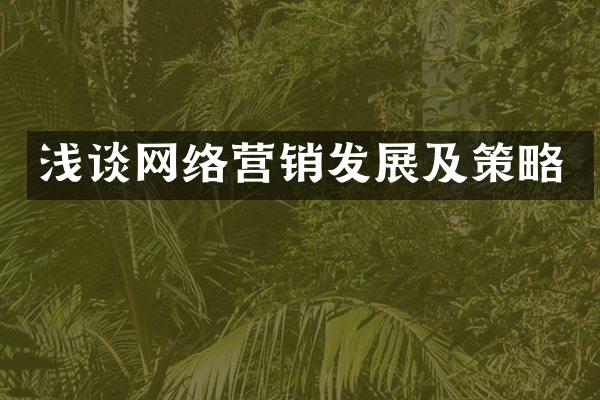 浅谈网络营销发展及策略