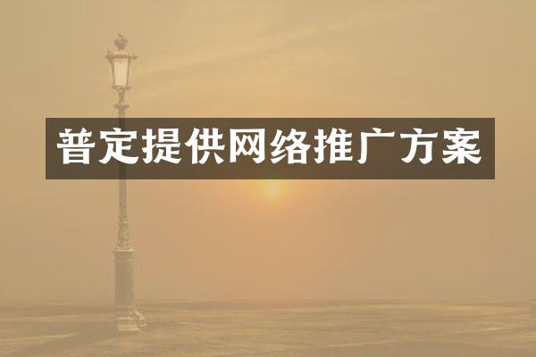 普定提供网络推广方案