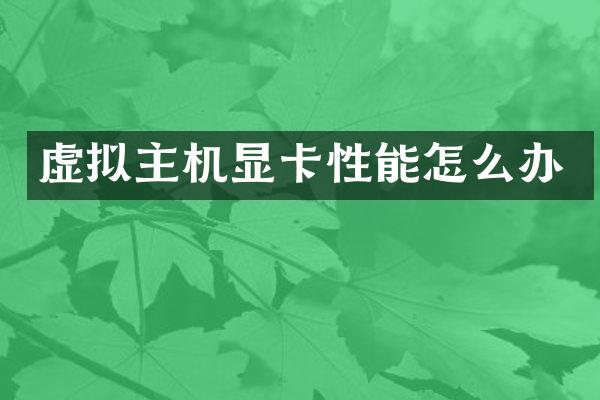 虚拟主机显卡性能怎么办