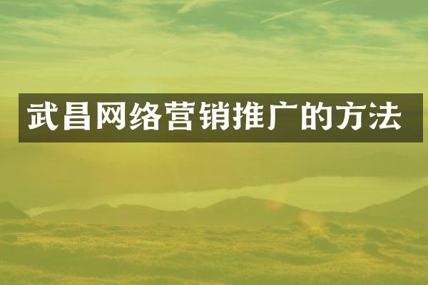 武昌网络营销推广的方法
