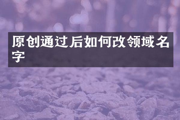 原创通过后如何改领域名字