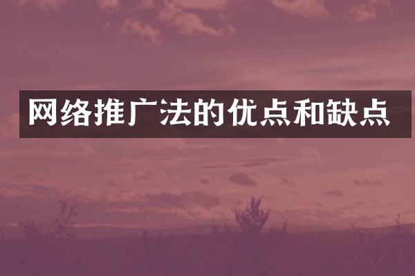 网络推广法的优点和缺点