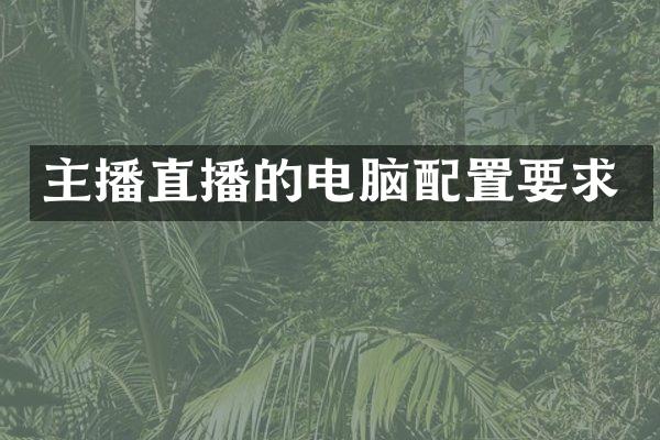 主播直播的电脑配置要求