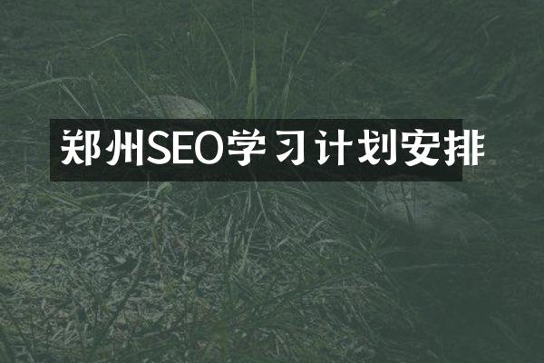 郑州SEO学习计划安排