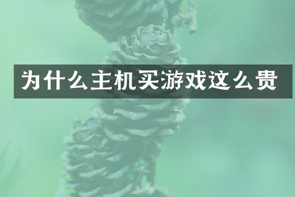 为什么主机买游戏这么贵