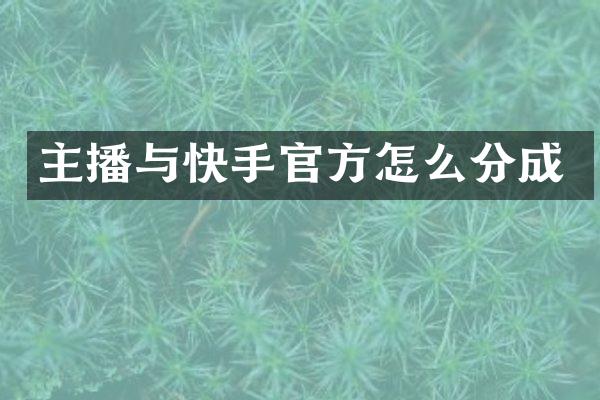主播与快手官方怎么分成