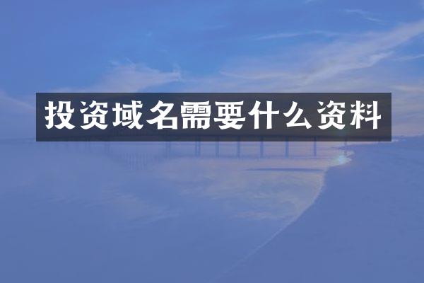 投资域名需要什么资料