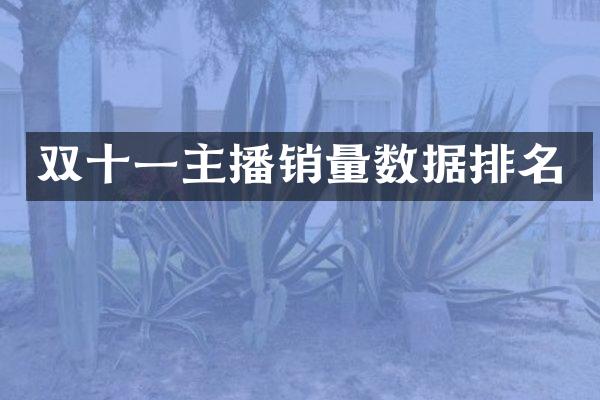 双十一主播销量数据排名