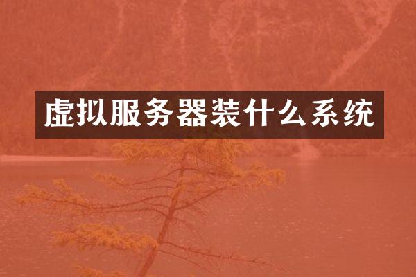 虚拟服务器装什么系统